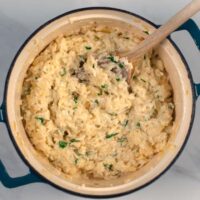 Reasy easy Cheese Rice in a pot.