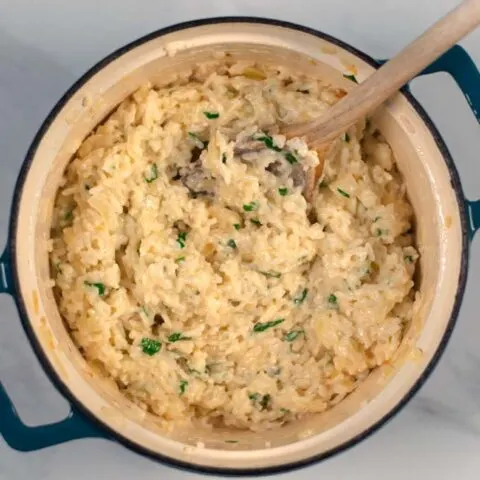 Reasy easy Cheese Rice in a pot.
