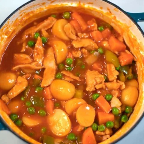 Closeup of Afritada Chicken.