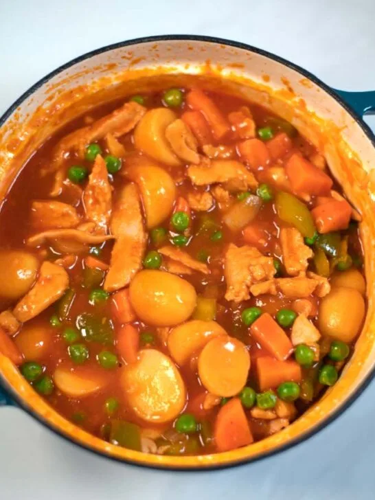 Closeup of Afritada Chicken.