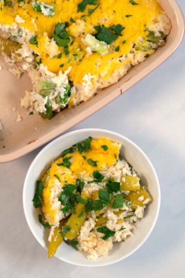 A serving of Chile Rice Casserole.