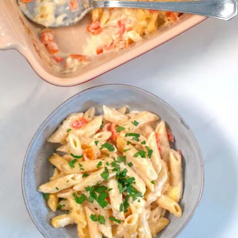 A serving of Haitian Mac and Cheese.