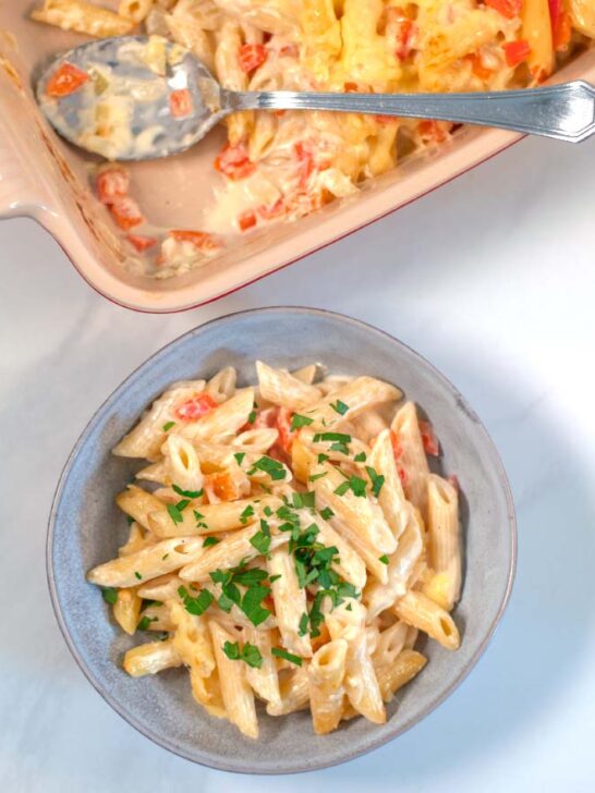 A serving of Haitian Mac and Cheese.