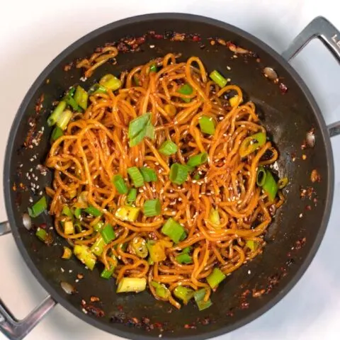 Serving Ramen Noodle Sauce in a pan.