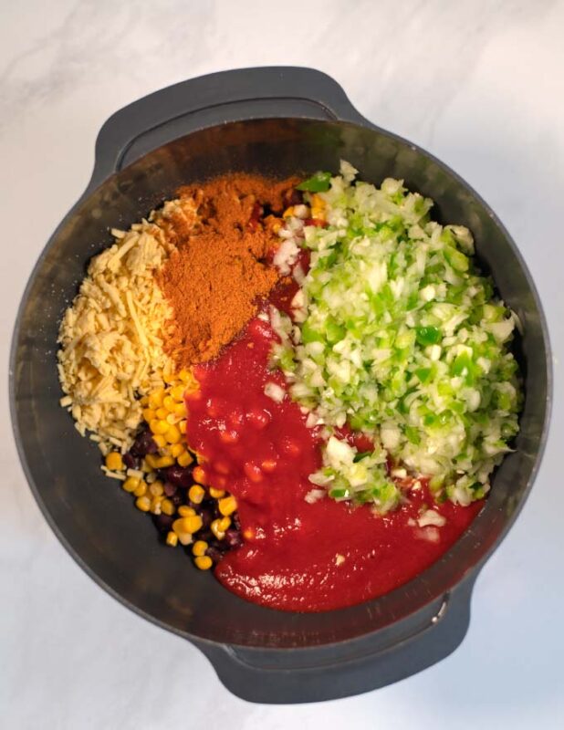 Casserole ingredients in a large mixing bowl.