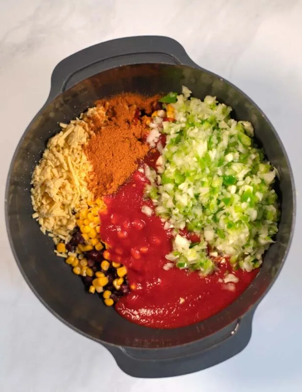 Casserole ingredients in a large mixing bowl.