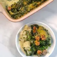 A serving of Cauliflower Sausage Casserole.