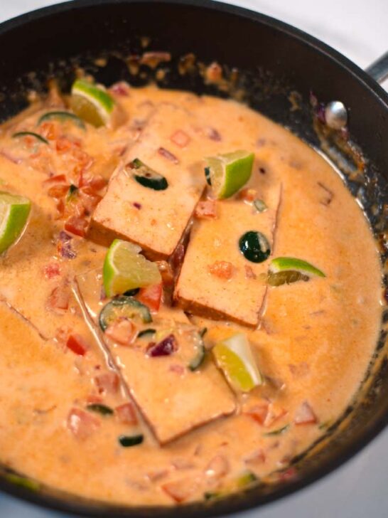 Closeup of Coconut Lime Tofu.