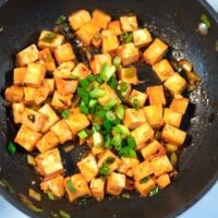 A serving of tofy with Filipino BBQ sauce.