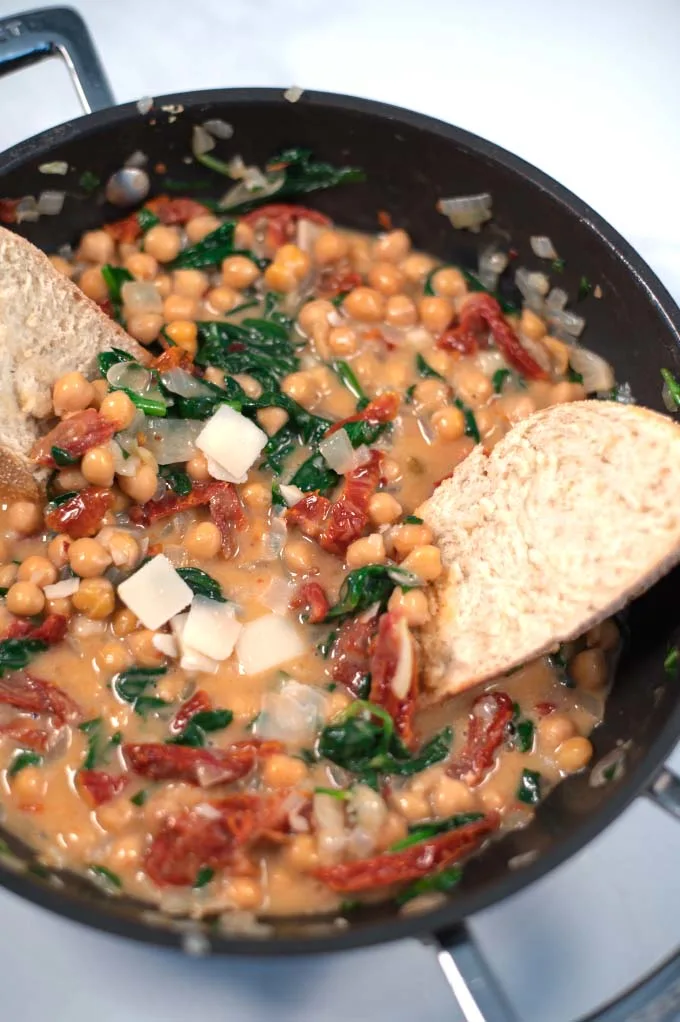 Marry Me Chickpeas served with bread.