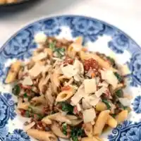 Closeup of a serving of Marry Me Pasta.