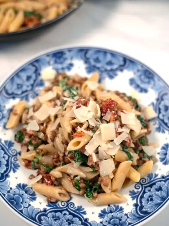 Closeup of a serving of Marry Me Pasta.