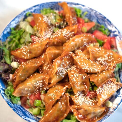 Semsame seeds are used as garnish for the Dumpling Salad.