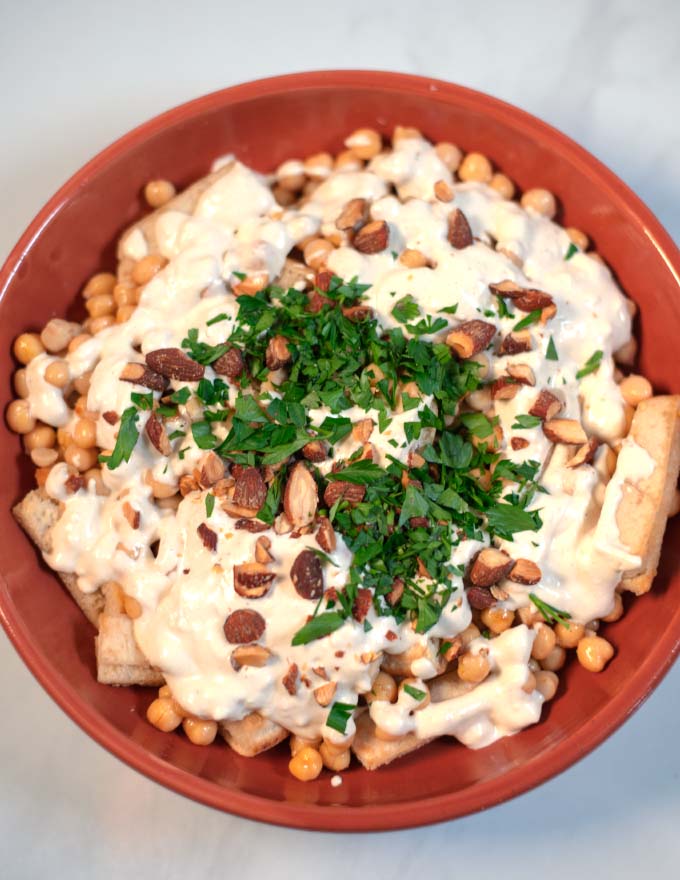 Closeup of a ready Fatteh.
