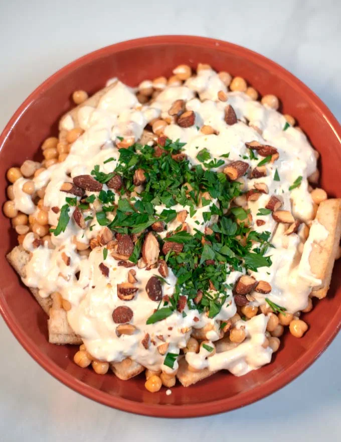 Closeup of a ready Fatteh.