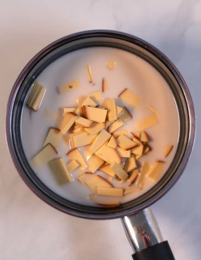 Easy and quick queso sauce ingredients in a sauce pan.