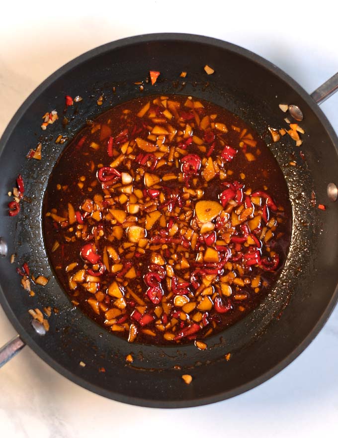 Ready Thai Seasoning Sauce in a pan.