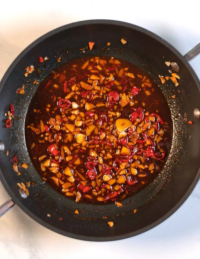 Ready Thai Seasoning Sauce in a pan.