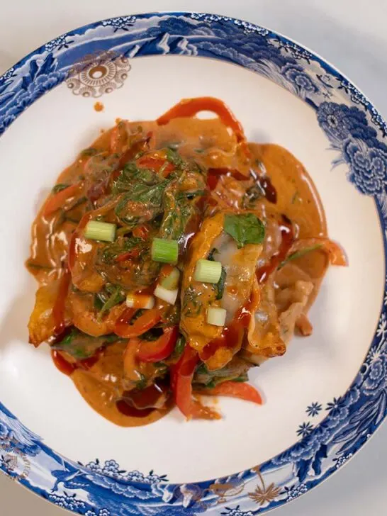 A serving of Dumpling Bake on a plate.