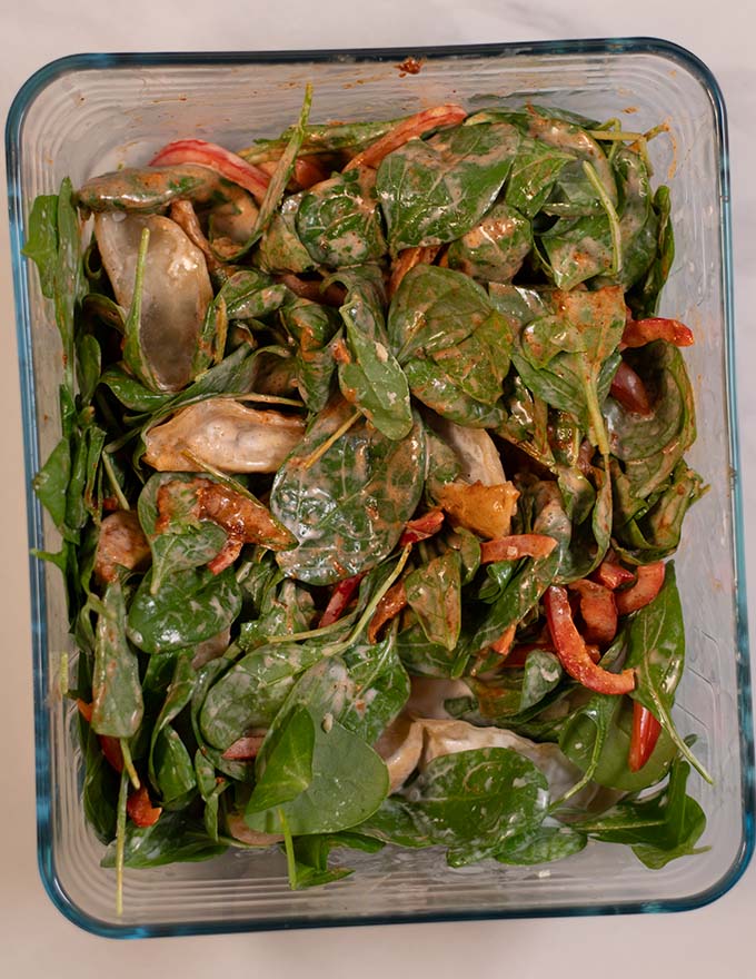 All ingredients are mixed in the baking dish.