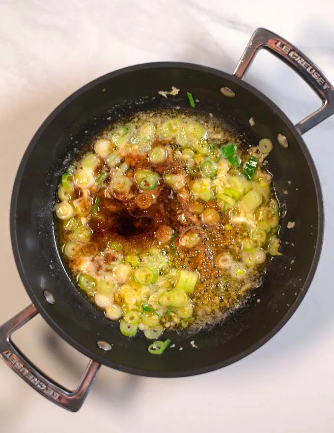 Soy sauce and spices are mixed in to the Hibachi sauce.