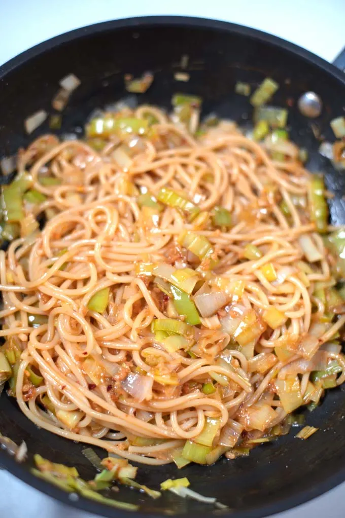 Another closeup of Miso Pasta.