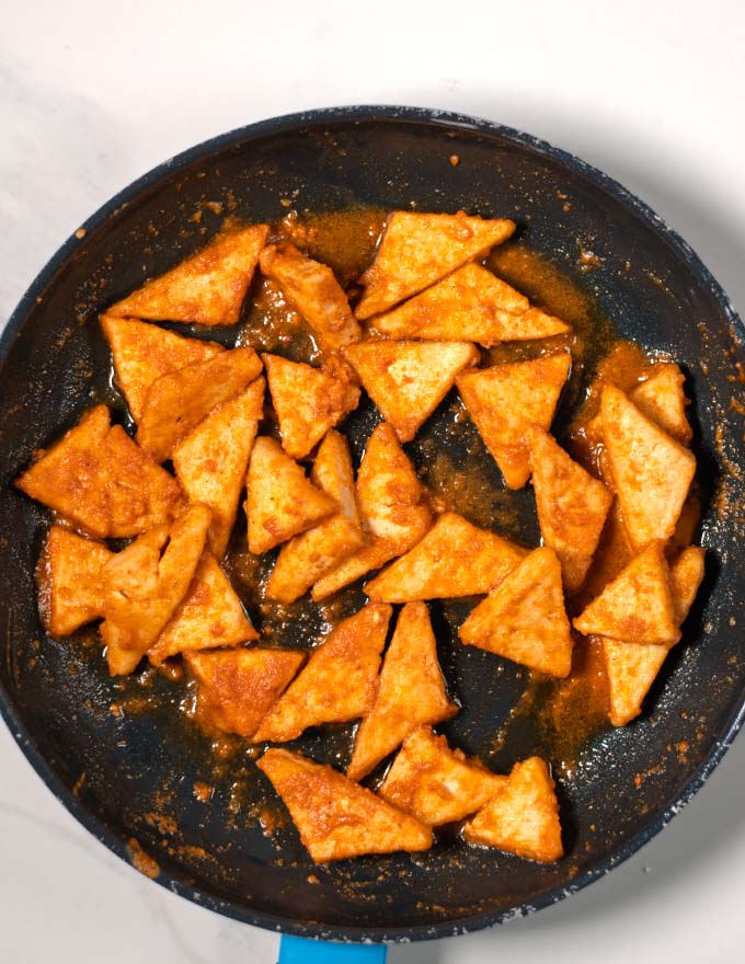 Rady cripsy tofu bits for the Tofu Salad.