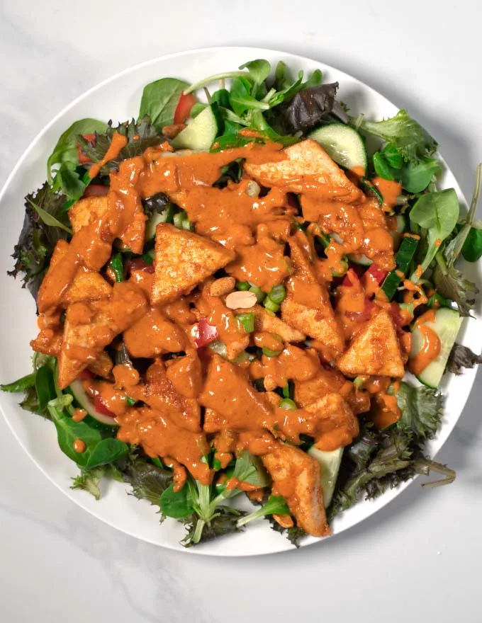 Tofu Salad served on a large plate.