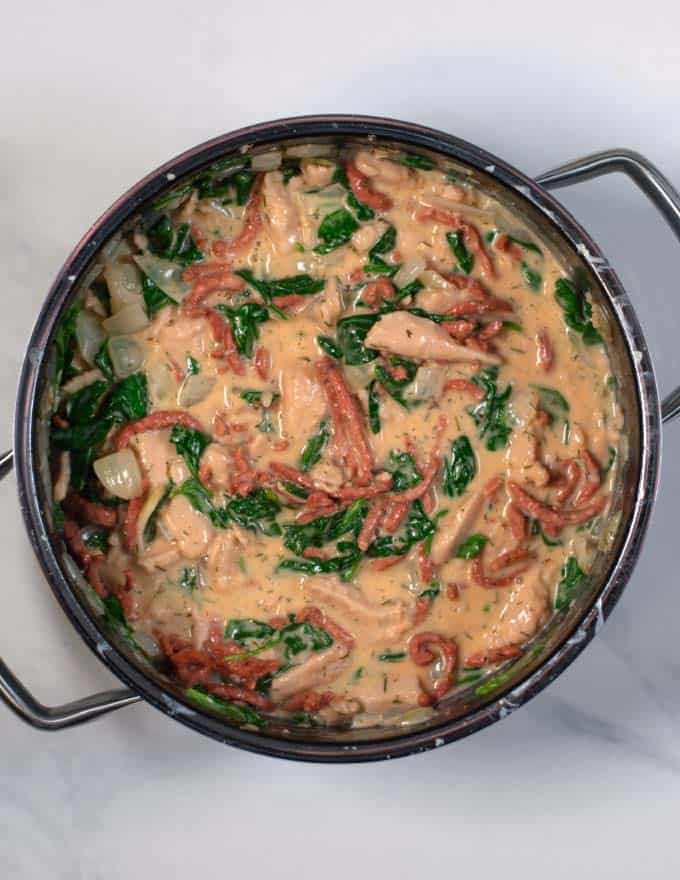 Creamy Crack Chicken Soup in a pot.