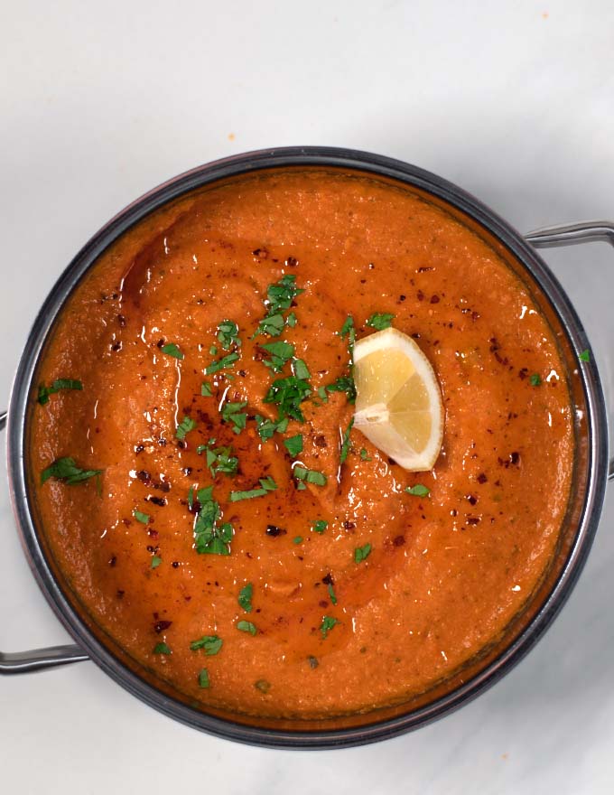 Closeup of Turkish Lentil Soup.