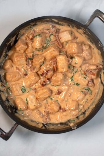 Ready Marry Me Tofu in a pan.