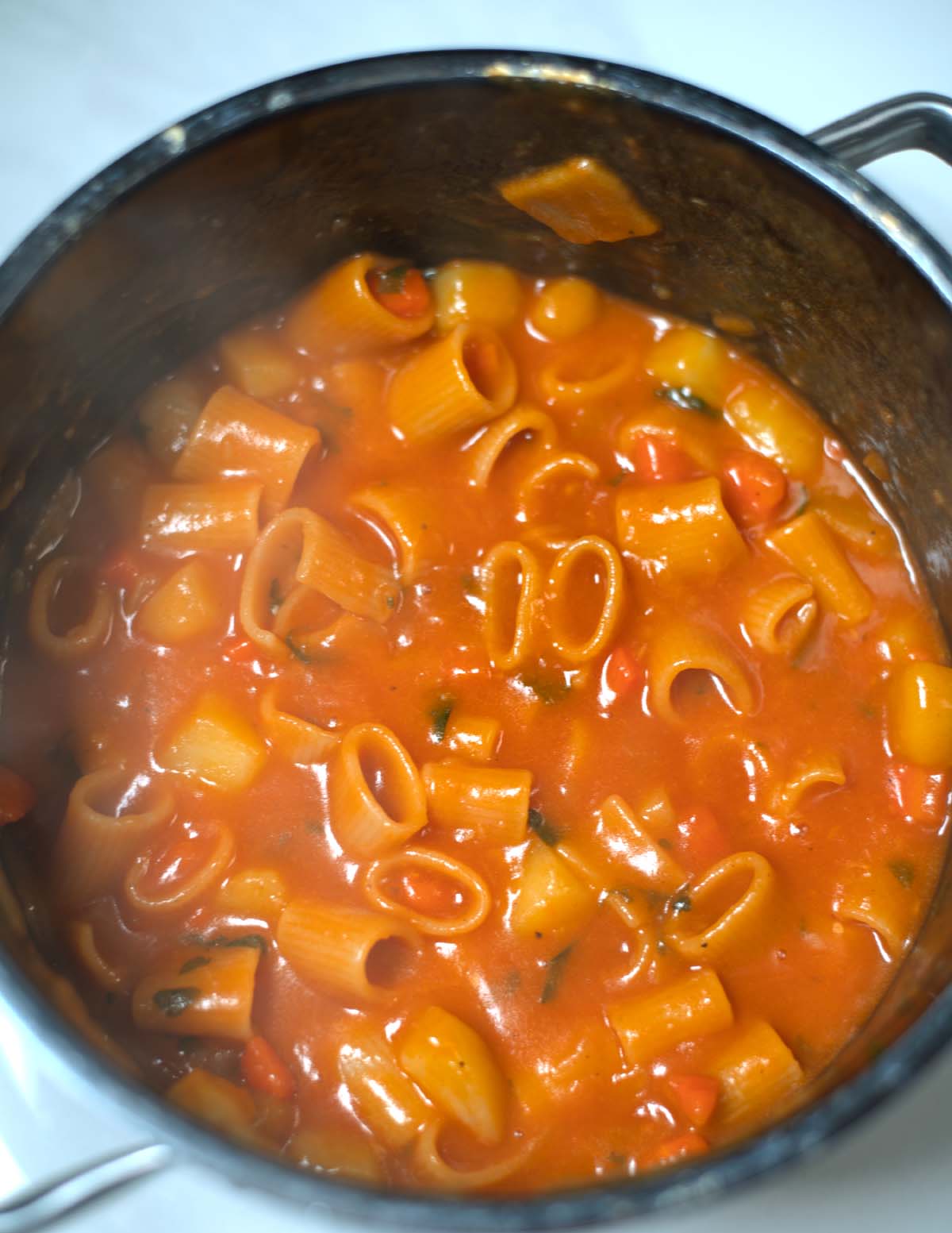 Pasta e Patate is ready in a large sauce pan.