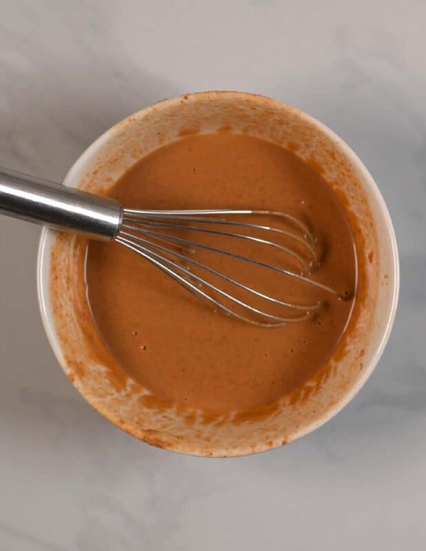 Ready mixed creamy peanut dressing for the sweet potato salad.
