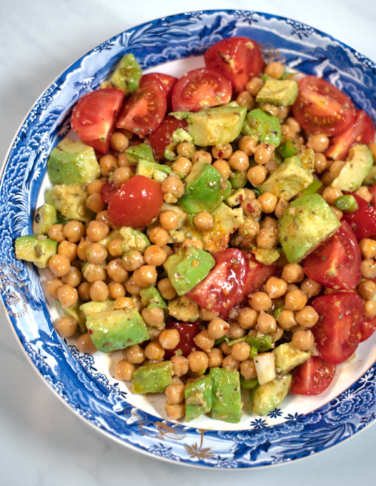 Closeup of Avocado and Chickpea Salad.