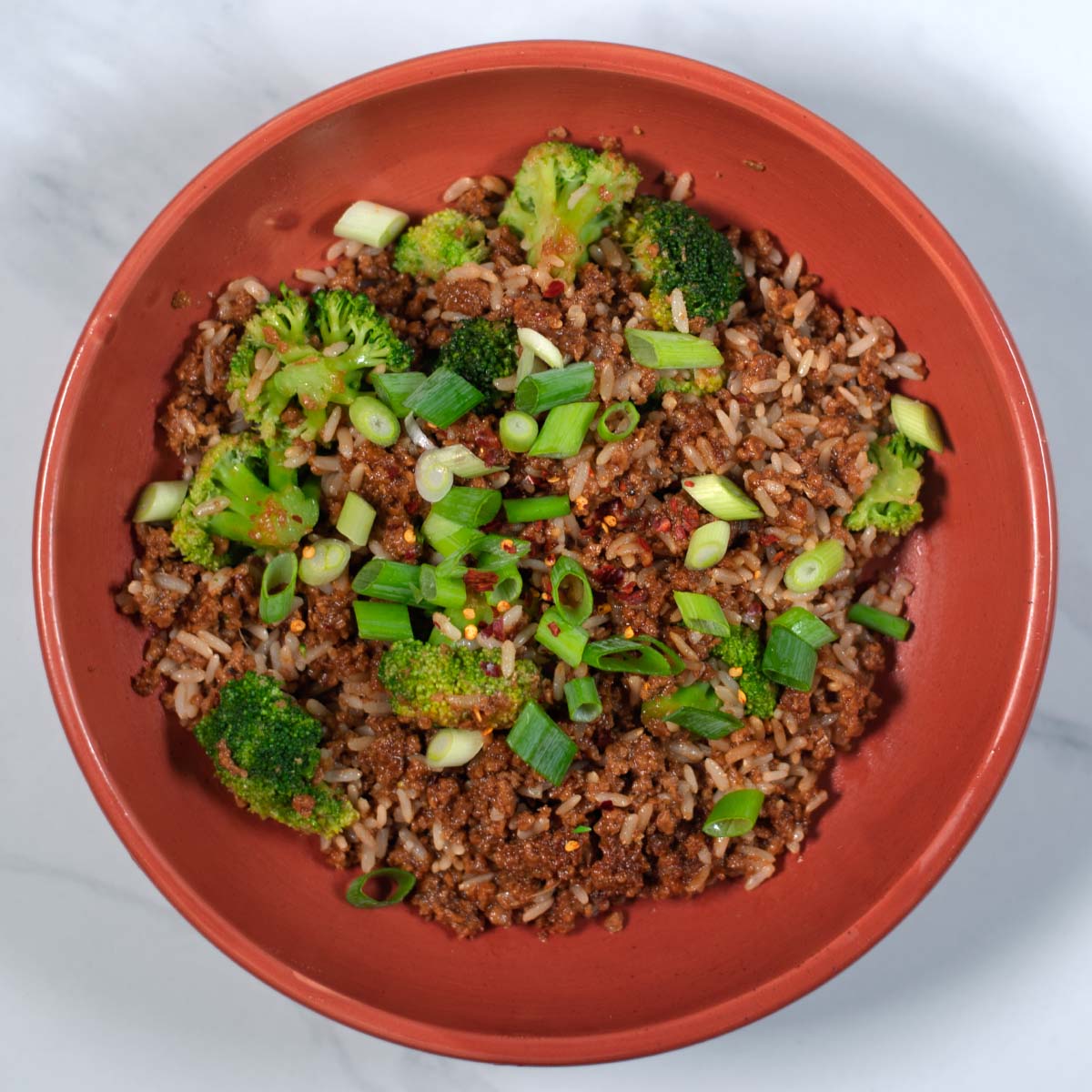 Ready Teriyaki Bowl served with fresh scallions.