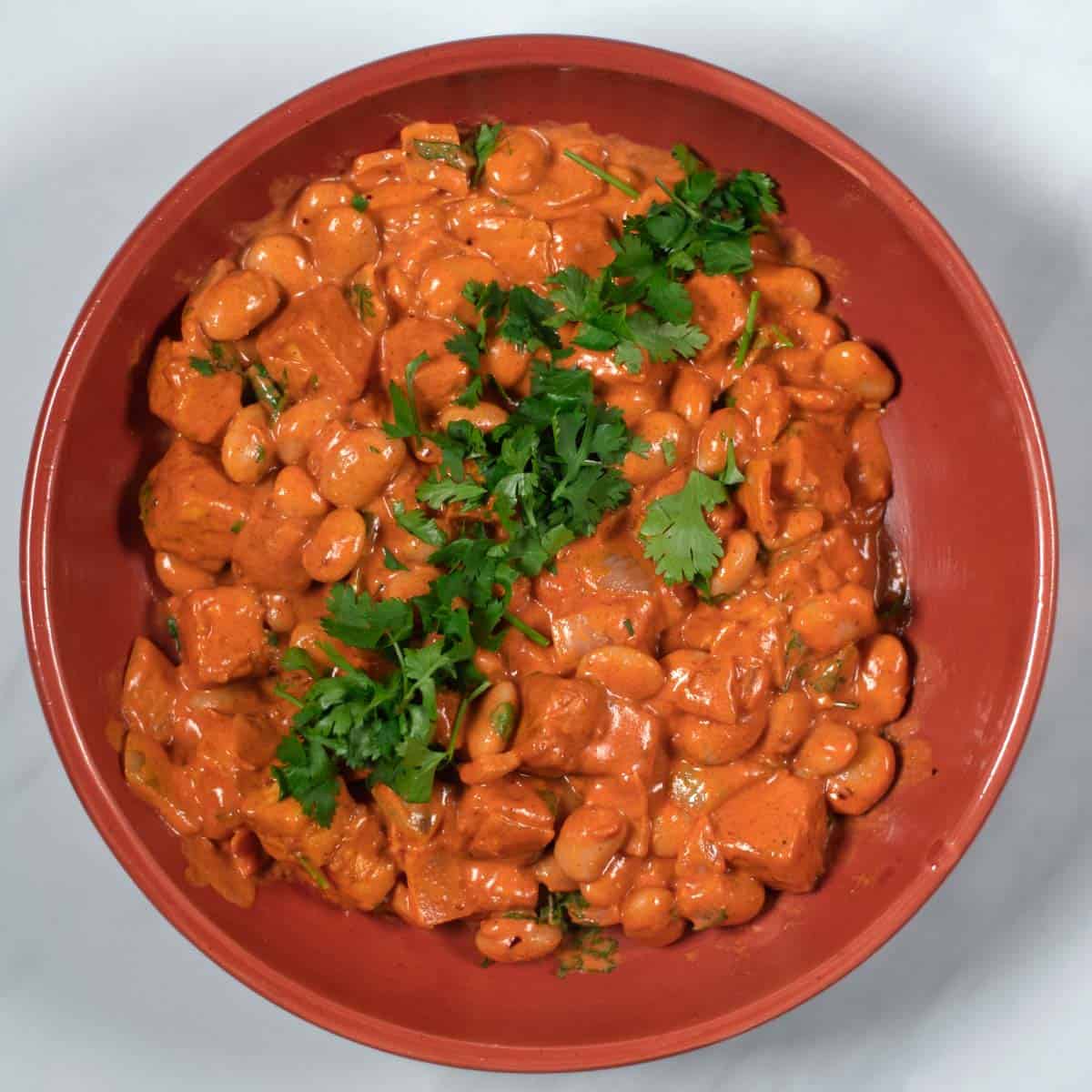 A serving of Creamy Tikka Masala in a big bowl.