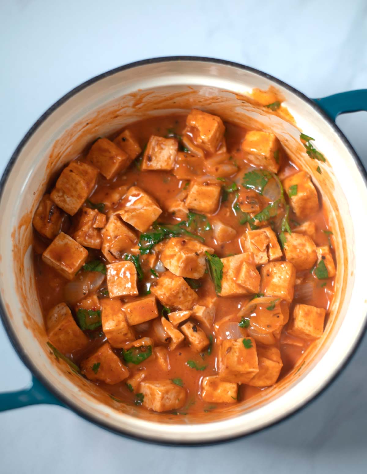 Closeup on Tofu Tikka Masala.