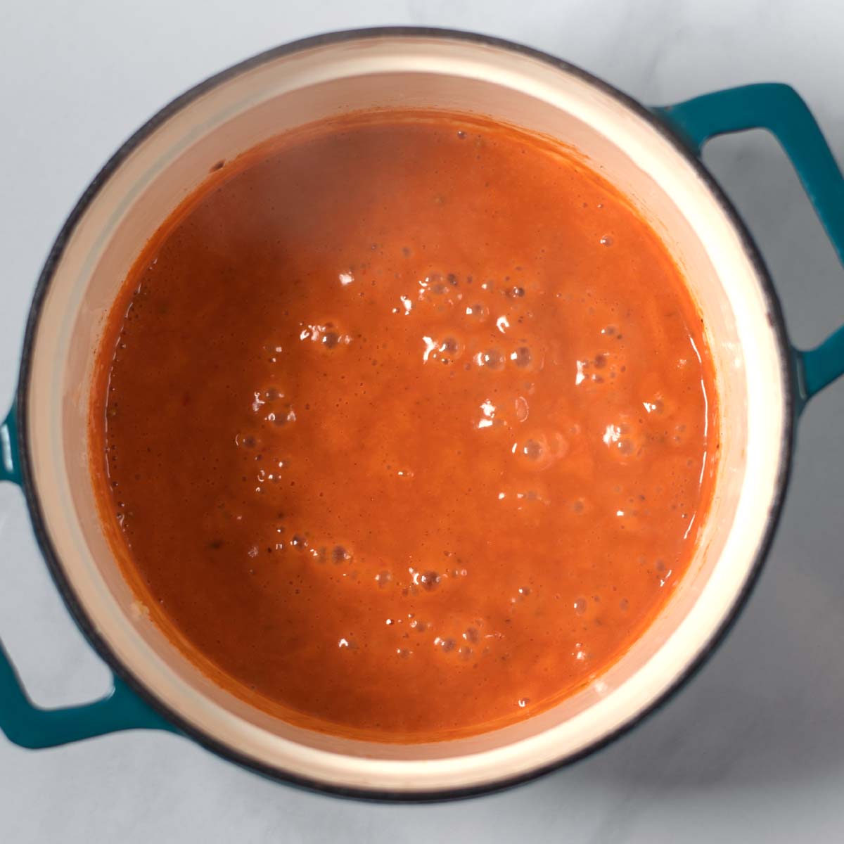 Creamy sauce for the Tofu Tikka Masala in a pot.