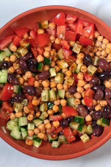 Mixed dressing with the Greek Chickpea Salad.