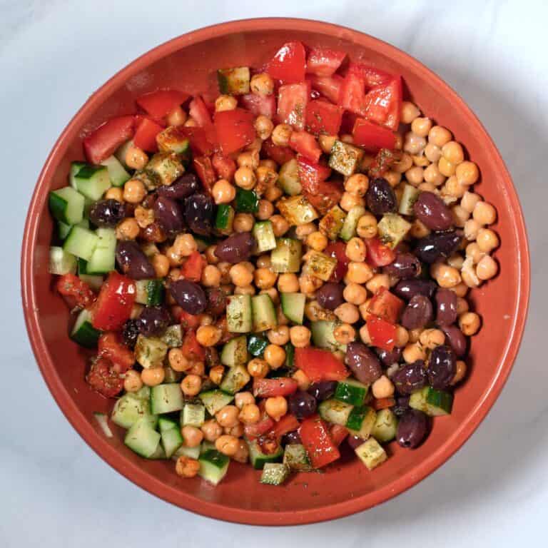 Mixed dressing with the Greek Chickpea Salad.
