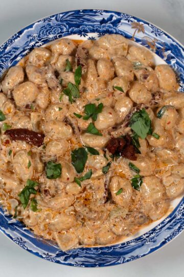 A serving of Marry Me Gnocchi on a large plate.