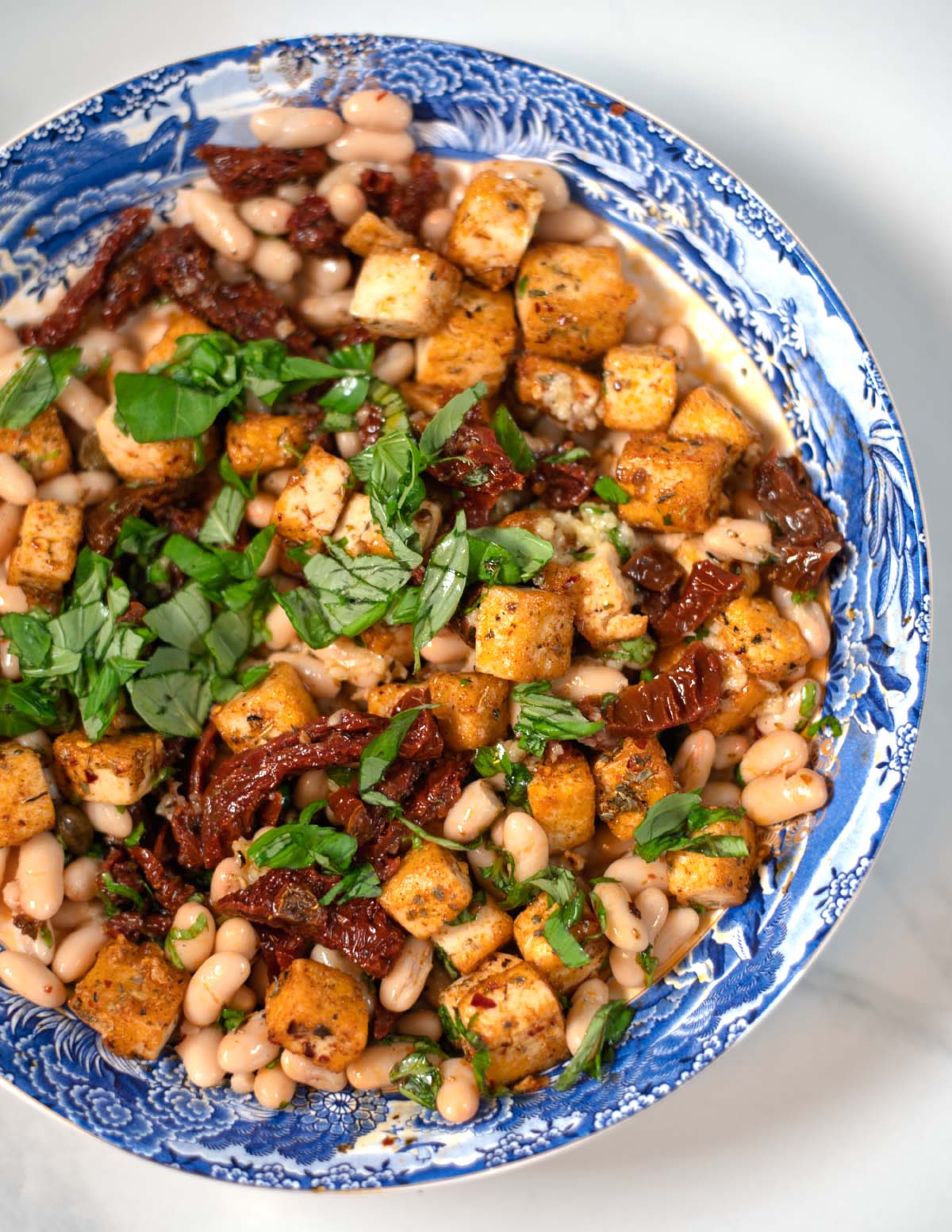 Closeup on a serving of Marry Me Salad.