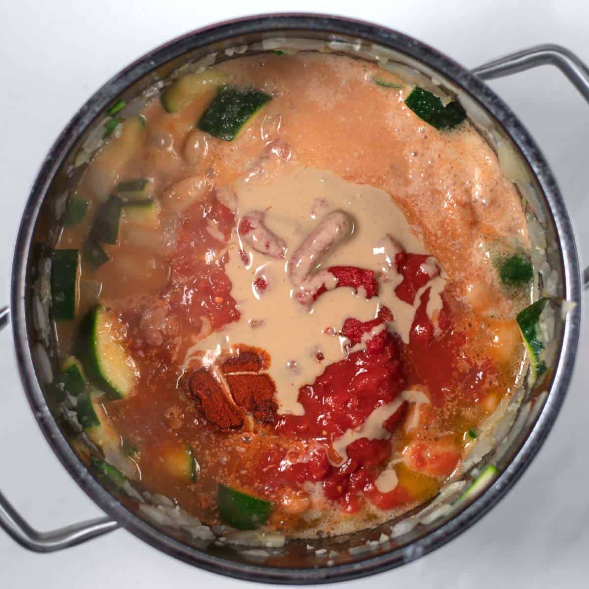 Tahini is used instead of cream to give the stew its creaminess.