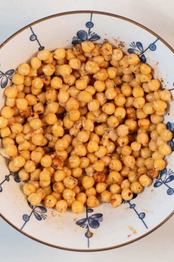 Marinated Chickpeas in a mixing bowl.