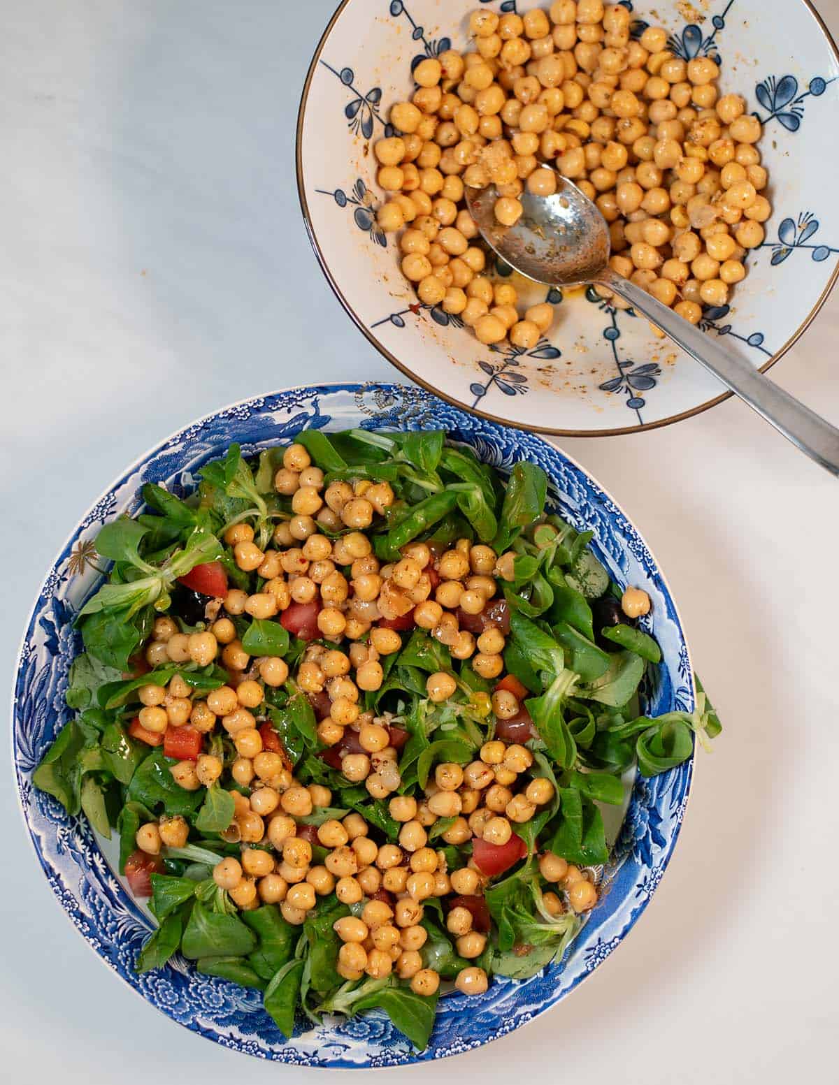 A salad served with Marinated Chickpeas.