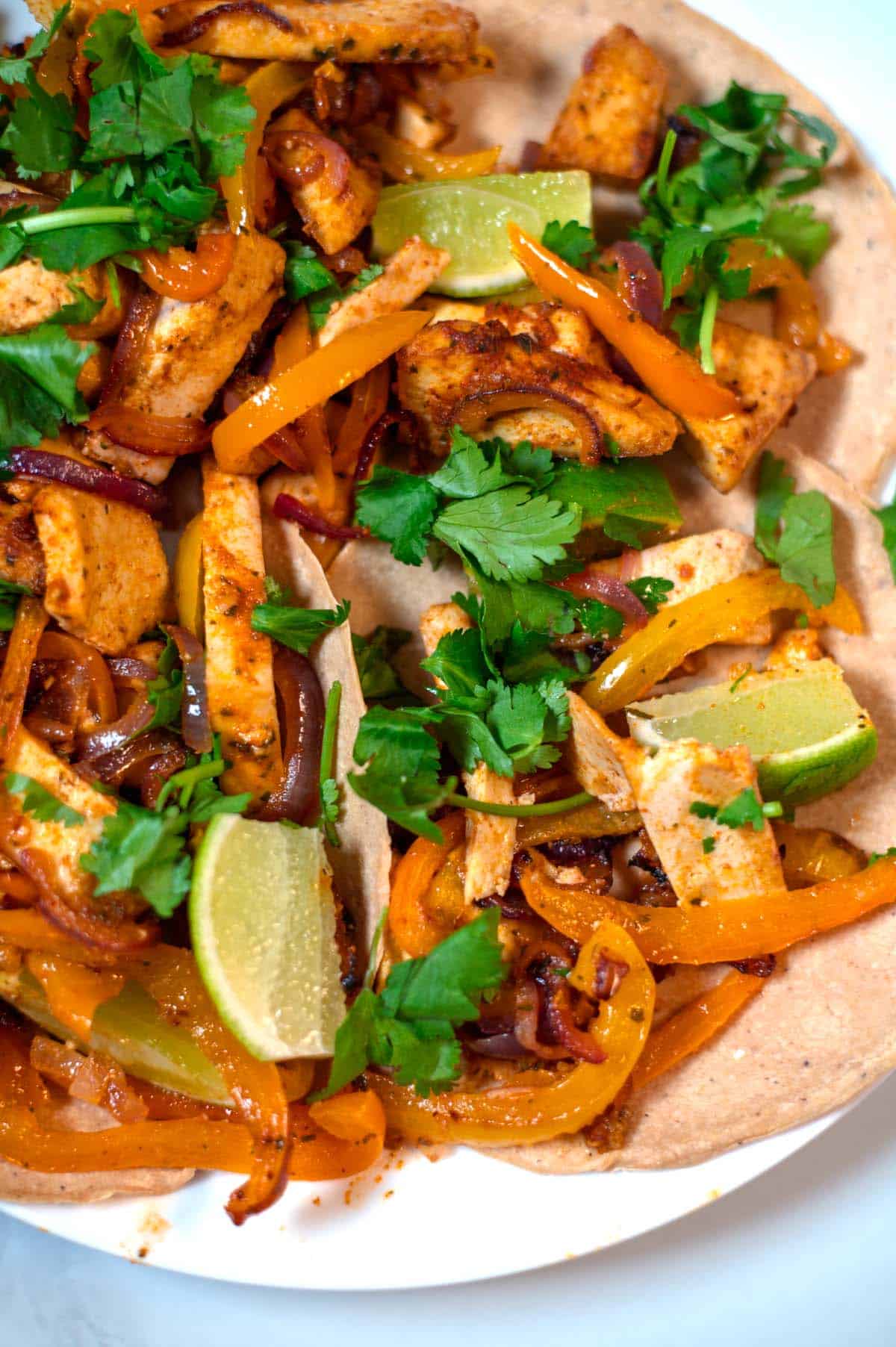 Serving of Sheet Pan Fajitas.