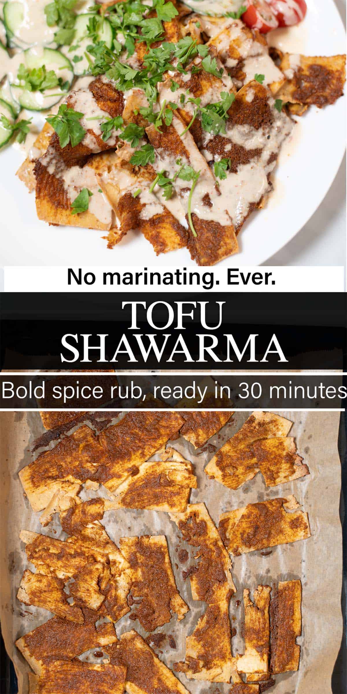 Stack of two photos showing Todu Shawarma with text overlays.