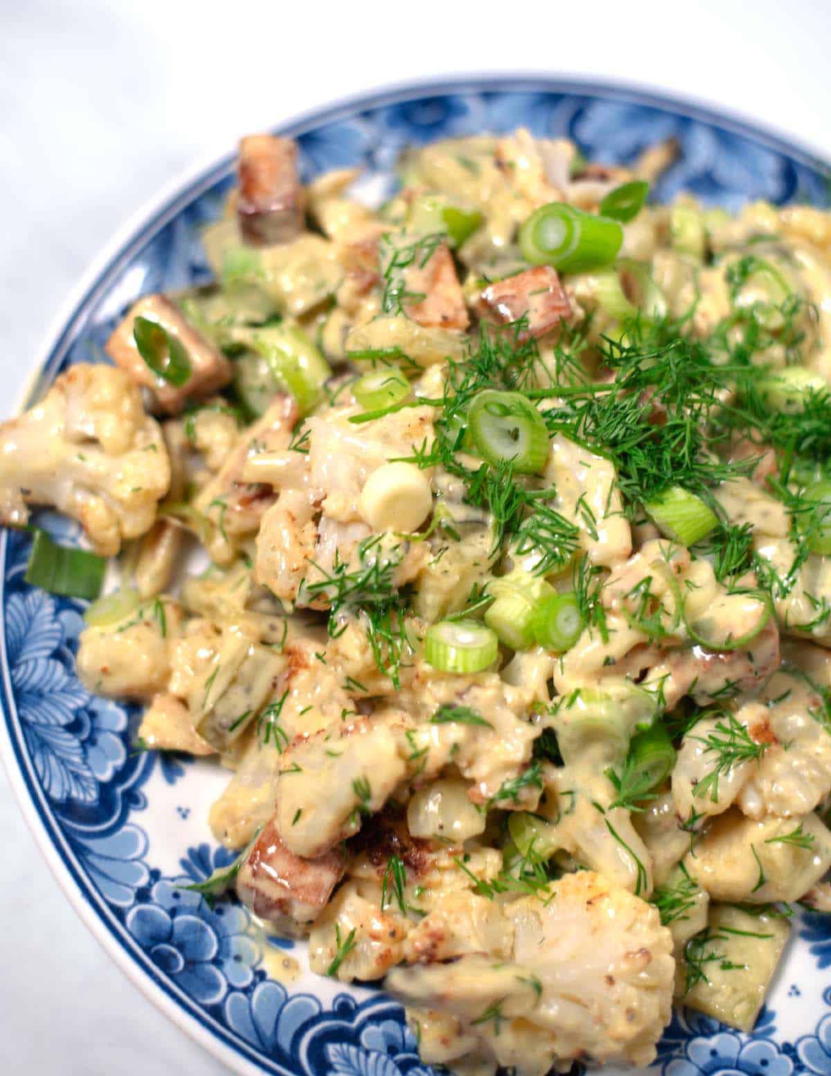 Another closeup on Cauliflower Potato Salad.