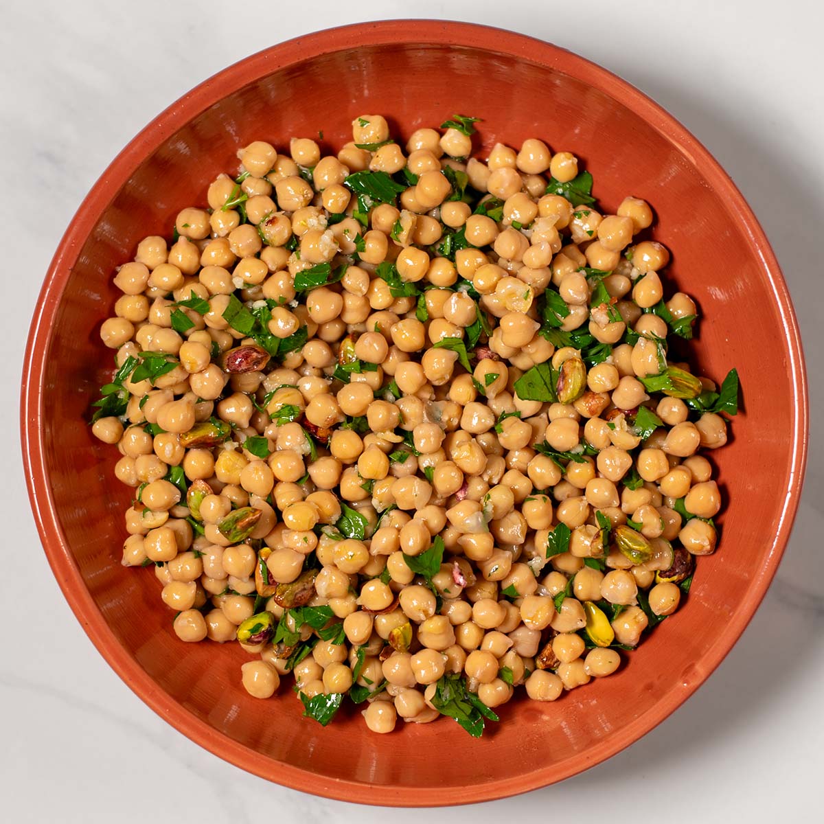 Ready Lemon Chickpeas in a large serving bowl.