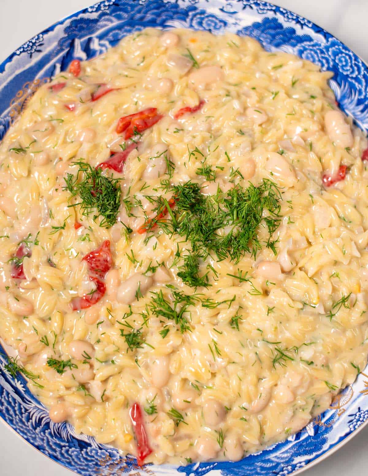 Closeup of Creamy Lemon Orzotto.